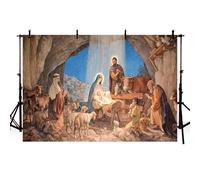 AIBIIN 7x5ft Christmas Manger Scene Photography Backdrop Holy Night Nativity Photographic Background Birth of Jesus Portrait Photobooth Decoration Banner