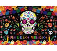 AIBIIN 7x5ft Day of The Dead Backdrop Mexican Sugar Skull Flower Photography Background Dia de Los Muertos Marigold Carnival Birthday Party Decorations Photo Studio Props Banner Black