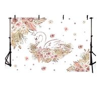 AIBIIN 7x5ft Floral Photography Backdrop Rose Gold Shiny Sequins White Swan pink flower Birthday Party Baby Shower Wedding Decorations Portrait Banner Photo Props