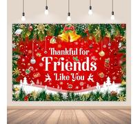AIBIIN 7x5ft Friendsmas Party Decorations, Christmas Thankful for Friends Like You Photography Background Red White Merry Xmas Friendsmas Party Supplies