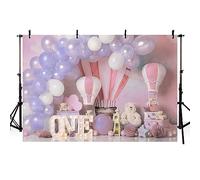 AIBIIN 7x5ft Girl 1st Birthday Photography Backdrop Hot Air Balloon Adventure Background Kids Party Portrait Decor Banner Photo Accessories