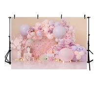 AIBIIN 7x5ft Girl Birthday Photograph Background Pink Balloon Flower Butterfly Backdrop Baby Shower Cake Smash Banner Children Party Decor Portrait Photo Props