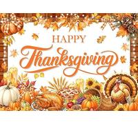 AIBIIN 7x5ft Happy Thanksgiving Backdrop Fall Harvest Party Decorations, Turkey Pumpkin Thanksgiving Photo Booth Background Banner for Family Dinner Autumn Gathering Party Supplies