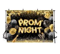 AIBIIN 7x5ft Prom Night Background The Prom 2026 Party Photography Backdrop Black Gold Balloons Decorations Graduates Birthday Event Party Supplies
