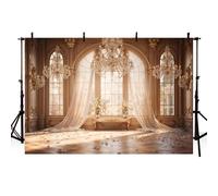 AIBIIN 7x5ft Retro Indoor Photography Backdrop Crystal Chandelier Grace Curtain Window Background Birthday Wedding Maternity Portrait Photo Studio Photo Booth Props Wallpaper