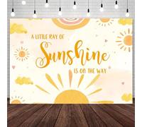AIBIIN 7x5ft Sunshine Baby Shower Backdrop A Little Ray of Sunshine is On The Way Photography Background Here Comes The Sun Rainbow Cloudy Baby Shower Party Decorations Banner Photo Booth