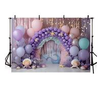 AIBIIN 7x5ft Under The Sea Photography Background Purple Balloons Girl Birthday Backdrop Ocean Shells Princess Cake Smash Party Banner Portrait Photo Props