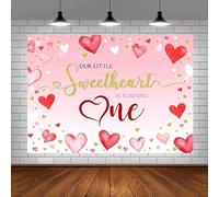 AIBIIN 7x5ft Valentine's Day 1st Birthday Backdrop Sweetheart is Turning One Backdrop Pink Heart Romantic Valentines Day Photography Background Red Love Heart Valentine's Day Backdrop…