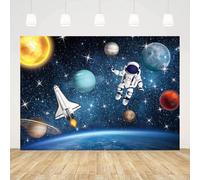 AIBIIN 8x6ft Outer Space Photo Backdrop Universe Planet Star Galaxy Astronaut Rocket Photography Background Kids Boy Birthday Party Decorations Banner Photo Props