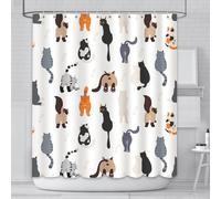 AIBIIN Animal Cat Shower Curtain Cute Funny Cats Paw Fish Bath Curtains Durable Waterproof Polyester Material with 12 Hooks