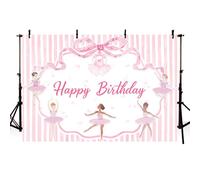 AIBIIN Ballerina Birthday Backdrop Pink Bow Ballet Party Decorations 7x5ft