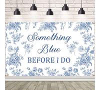 AIBIIN Blue Floral Bridal Shower Backdrop Something Something Blue Before I Do Decorations Love is Sweet Wedding Bachelorette Engagement Banner Party Supplies 5.9x3.6ft