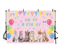 AIBIIN Cat happy birthday Background Cute Kitten Party Backdrop Pet Cat Theme Birthday Party Decoration Supplies 7x5ft