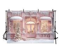 AIBIIN Christmas Backdrop Sweet Candy Store Snow Xmas Tree Pink House Photograph Background for Kids Family Portrait Decor Photography Photo Props 7x5ft