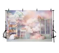 AIBIIN Colouful Sky Clouds Backdrop for Birthday Party Color Cloud Girl Birthday Photography Background Baby Shower Banner Cake Table Studio Photo Props 7x5ft