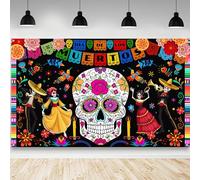 AIBIIN Day of The Dead Backdrop Dia De Los Muertos Photography Background Skull Mexican Fiesta Day of The Dead Party Decorations Photo Studio Props 70.8 x 43.3 inch