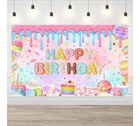 AIBIIN Donut Sweets Birthday Backdrop Sprinkle Donut Kids Birthday Party Decorations Sweet Candy Dessert Theme Party Banner Ice Cream Cake Smash Backdrop Photo Booth Decoration 6x3.6ft