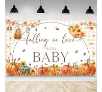 AIBIIN Fall Baby Shower Decorations Backdrop Organe Pumpkin Falling in Love with Baby Photography Background Wildflower Baby in Bloom Baby Shower Party Decorations Banner 70.8 x 43.3 inch