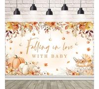 AIBIIN Fall Florals Pumpkin Baby Shower Backdrop, Falling in Love with Baby Photography Background Little Pumpkin Oh Baby Newborn Party Banner Decorations Supplies 5.9x3.6ft