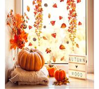 AIBIIN Fall Window Clings with Golden Maple Leaves Autumn Window Stickers for Glass Doors Home Decor Reusable Static Cling No Residue Thanksgiving Halloween Seasonal Decorations