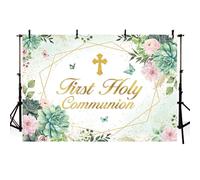 AIBIIN First Holy Communion Background God Bless Baptism Party Decoration Backdrop Floral Cross Butterfly Baptism Theme Baby Shower Photo Props 7x5ft