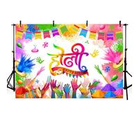 AIBIIN Happy Holi Backdrop Indian Colorful Hindu Photography Background Indian Paint Splatter Decorations Graffiti Style Photo Studio Props for Holi Party 7x5ft