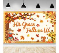 AIBIIN His Grace Fallis On Us Backdrop Fall Thanksgiving Banner Autumn Maple Leaves Pumpkin Fall Bulletin Board Decorations Fall Classroom Decorations Wall Decor Supplies 70.8 x 43.3 inch