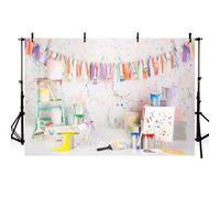 AIBIIN Let's Paint Painting Photography Background Colour Mess Splatter Kids Birthday Party Portrait Decoration Backdrop Boy Girl Cake Smash Photo Props 7x5ft