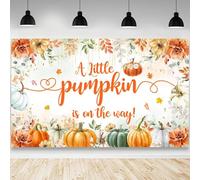 AIBIIN Pumpkin Baby Shower Backdrop A Little Pumpkin is On The Way Baby Shower Photography Background Fall Floral Maples Baby Girl Shower Party Decorations Photo Booth Props 84 x 60 inch