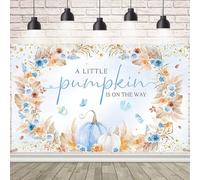 AIBIIN Pumpkin Baby Shower Backdrop for Boy A Little Sweet Pumpkin is On The Way Blue Floral It's a Boy Baby Shower Background Fall Autumn Party Decorations Banner Photo Booth 70.8 x 43.3 inch