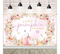 AIBIIN Pumpkin Baby Shower Backdrop for Girl A Little Sweet Pumpkin is On The Way Pink Floral Baby Shower Decorations Fall Autumn Party Decorations Banner Photo Booth Props 70.8 x 43.3 inch