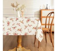 AIBIIN Rectangle Floral Tablecloth Water-Resistant and Wipe-Clean Polyester Fabric Table Cover for Kitchen, Dining, Party, Picnic 132x182cm