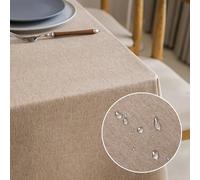 AIBIIN Rectangular Table Cloth Waterproof Spill-Proof Wipeable TableCloth Wrinkle Cotton Linen Outdoor Table Cover for Party Dining, Kitchen,Light Coffee 140x200cm Tablecloth