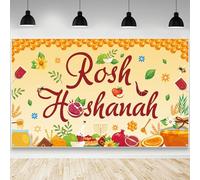 AIBIIN Rosh Hashanah Decorations Backdrop Jewish New Year Banner Hoshanah Rabbah Party Decor Photography Background Yellow Honey Rosh Hashanah Decorations Banner 70.8 x 43.3 inch