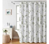 AIBIIN Sage Green Shower Curtain Elegant Botanical Floral Print Shower Curtains for Bathroom Durable Polyester Material with 12 Hooks,180x180cm
