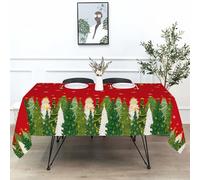 AIBIIN Tablecloth Christmas Red Table Cover for Dining Room Winter Snowflake Pine Tree Waterproof Wrinke Resistant Restaurants Picnics Outdoor Dining Wedding Decoration Props 210x150cm
