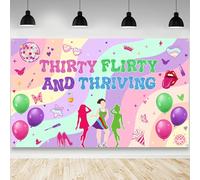 AIBIIN Thirty Flirty and Thriving Decorations Backdrop 30th Birthday Decorations for Her Banner Pink 30 Flirty and Thriving Birthday Banner Photo Studio Props 70.8 x 43.3 inch