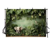 AIBIIN Tropical Jungle Photography Background Newborn Baby Shower Wild One Birthday Party Backdrop Green Palm Leaves Tropical Flower Photo Supplies Props 7x5ft