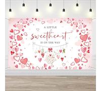 AIBIIN Valentine's Day Baby Shower Bakcdrop A Little Sweetheart is on the Way Party Banner Sweetheart Baby Shower Party Decoration 70.8x43.3inch