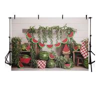 AIBIIN Watermelon Photography Background Summer Watermelon green plant backdrop Newborn Baby Shower Portrait Photo Booth Props Home Decor 7x5ft