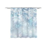 AIBIIN Winter Shower Curtain Glitter Ice Snowflakes Falling Blue White Bath Curtains Winter Bathroom Home Decoration Durable Polyester Material with 12 Hooks 180x180cm
