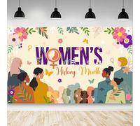 AIBIIN Women's History Month Backdrop Yellow National Womens History Month Photography Background Floral Butterfly Women's History Month Decorations Photo Props Bulletin Board Decor 70.8 x 43.3 Inch