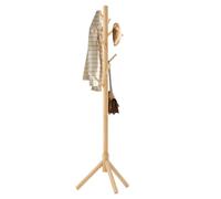 Aibiju Coat Rack Free Standing, Coat Tree With 8 Hooks and 3 Height Options, Wood Coat Hanger Stand, Suit for Adults,Kids, Home/Entryway/Hallway (Natural Wood),YD-1004