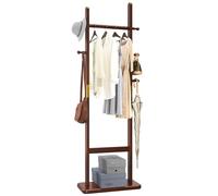 Aibiju Coat Rack Tree Stand with Very Sturdy Base, Freestanding Small Clothes Rack Heavy Duty, Garment Hanging Racks for Kids and Adults, Space Saving Brown USYD-203