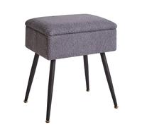 Aibiju Stool Chair for Dressing Table, Faux Teddy Fur Vanity Stool with Storage, Bedroom Ottoman Stool with Metal Legs for Home Living Room, Bedroom,