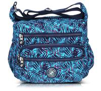 AIBILIEI Women Larger Bag Nylon Crossbody Bag Messenger Shoulder Handbag for Shopping Work Daily Use (Blue(with Pendant))