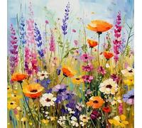 AIBOERL Diamond Painting Kits, Wild Flowers 5D DIY Full Drill Diamond Art Painting Kits for Adults, Seaside Diamond Painting Gem Art Craft for Home Wall Decor (13.8 * 13.8 inch