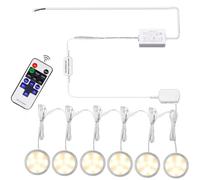 AIBOO Linkable Under Cabinet LED Lighting 12V Dimmable Puck Lights Hardwired with Wireless RF Remote Control for Kitchen Mood Lighting(6 Lights, Warm White)