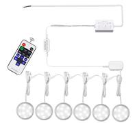 AIBOO Linkable Under Cabinet LED Lighting 12V Slim Aluminum Dimmable Puck Lights Direct Wired with RF Remote Control for Kitchen Lighting(6pack,Daylight White)