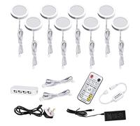 AIBOO Under Counter Lights Kitchen Puck Lights 3 Temperatures,Under Cupboard Kitchen Lights with Dimmable RF Remote Controller for Kitchen Counter Shelf (8 Pack)